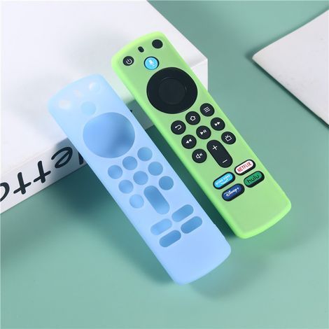 Kompatibel mit der Amazon Alexa Sprachfernbedienung (3. Generation) — Im Dunkeln leuchtende Silikon-Schutzhülle — 2er-Pack (grün + hellblau) (1/5)