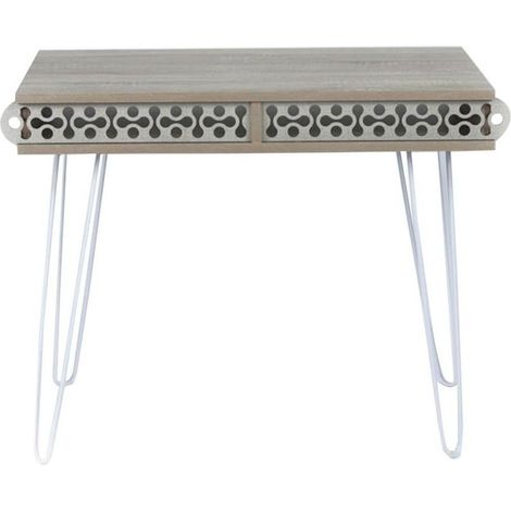 Schreibtisch Ilia weiße Metallfüße und Eichenplatte 96x51x75 HMT190642