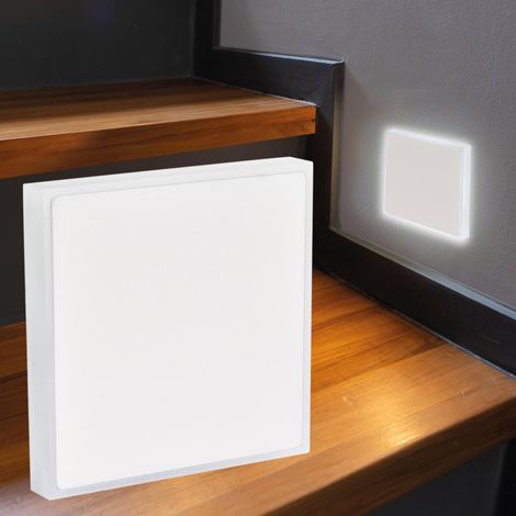 LED Treppenleuchte eckig weiß - Lichtfarbe: Neutralweiß 1,5W - Lichtaustritt: Halo (1/5)
