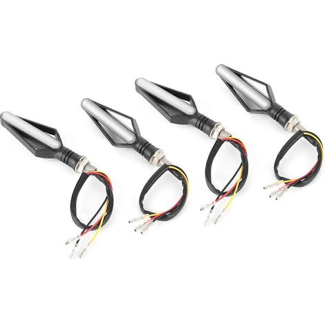 4 Stück Motorrad-Blinker, dynamisch, pfeilförmig, 12 V, 24 LEDs, rot/gelb