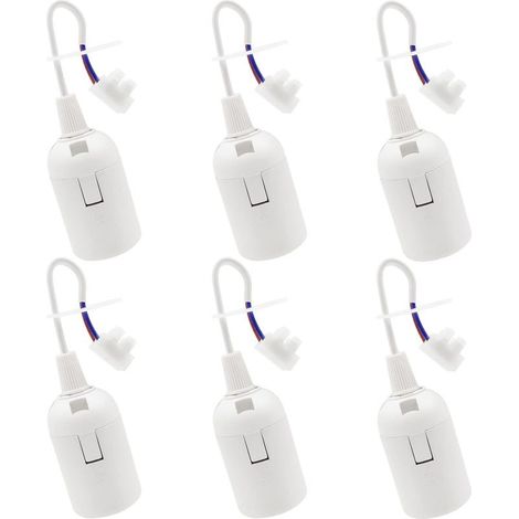 6 PCS Douille de Lampe E27 Support d'ampoule E27 rénovation Douille Blanc Douille de Bâtiment avec Câble Douille de Chantier 4A 250V Base de Lumière Douille de Suspension (max.60W) (1/5)