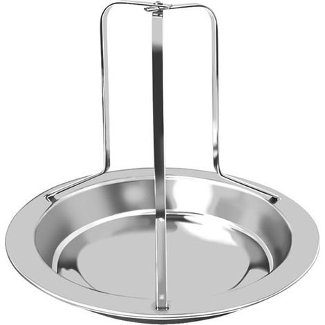 Soporte de acero inoxidable para asar pollos con bandeja integrada, almacenamiento desmontable, color plata, utensilios para barbacoa. (1/5)