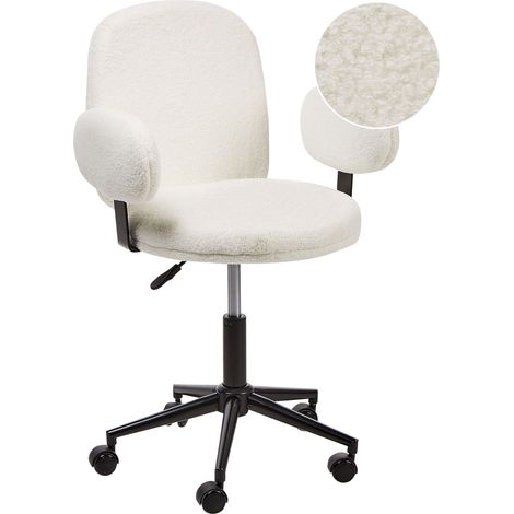 Sedia da ufficio moderna Poltrona altezza regolabile Boucle Off White Moraga