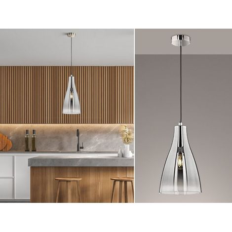 LED Pendelleuchte einflammig Glas Chromfarben verspiegelt, Ø 23cm (1/5)