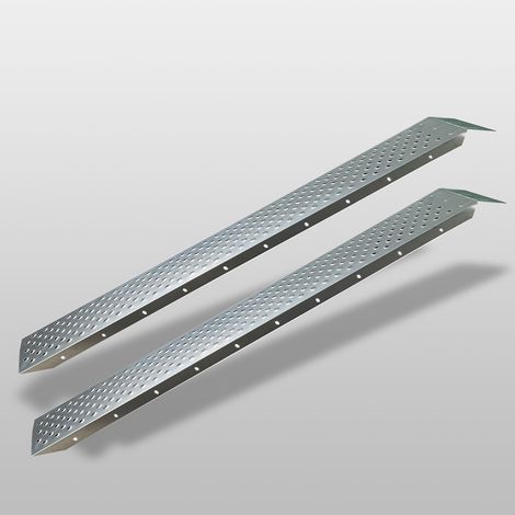 TRUTZHOLM 2 x Auffahrrampe 180 cm Tragkraft 400 kg Stahl grau profiliert Verladerampe Rampe