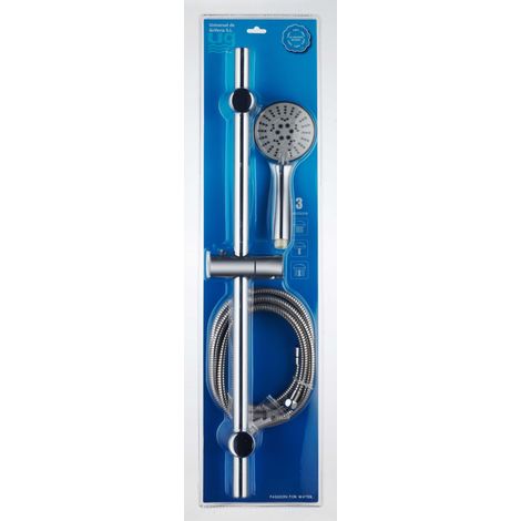 Ensemble de douche avec barre, support coulissant, poignÃ©e Ã  3 fonctions et tuyau inclus, modÃ¨le Bristol