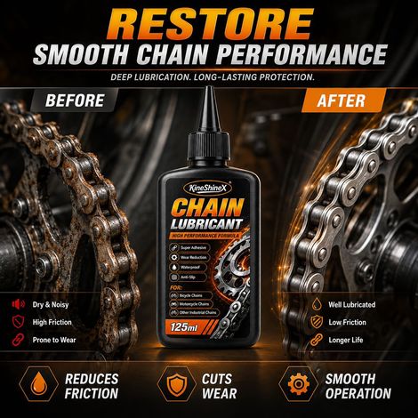 KineShineX chain lubricant, high-penetration, wear-resistant, and waterproof. (1/4)