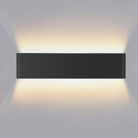 1 Pack Applique Murale Interieur LED Noir 31cm Lampe Murale 3000K Blanc Chaud Moderne Up Down Appliques Murales 12W Luminaire Mural pour Chambre Salon Escalier Couloir (1/5)