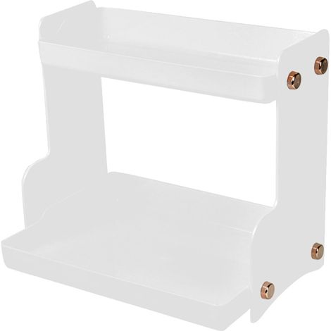 Kosmetikregal, zweistöckiges Regal, Schreibtisch-Organizer, schwarz-weißes Aufbewahrungsregal, mehrstöckiges Regal, transparent. (1/4)
