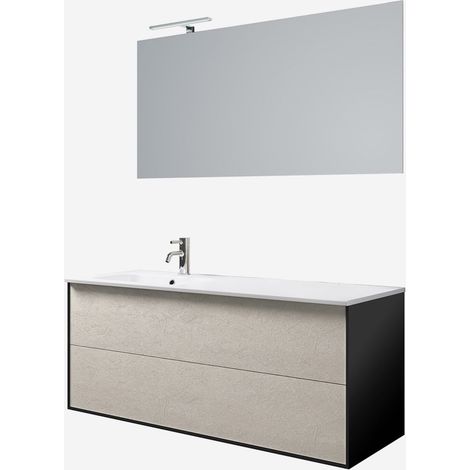 Hängende Badezimmermobile mit Spiegel und Waschbecken SX Igea - Beige