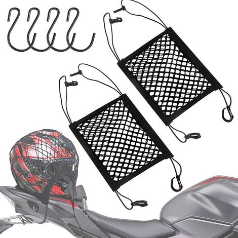 2pcs Filet pour Casque Moto, Bagages Vélo, Chargement Élastique Réglable Universel, Rangement Élastique,pour à vélo Moto Bagages (1/5)