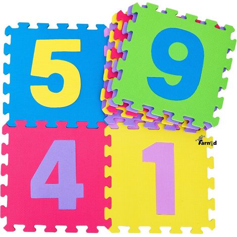 TAPPETINO PUZZLE CON NUMERI PAVIMENTO MORBIDO BAMBINI GIOCHI PISCINA GIOCATTOLI