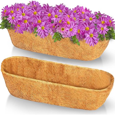 Filiyano-Lot de 2 plateaux de 61 cm (24 pouces) en fibre de coco, substrat de plantation 100 % naturel et épais, idéal pour jardinières et pots de (1/5)