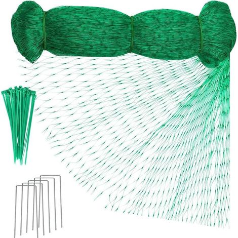 12m x 4m Filet Anti Oiseaux Filet de Protection Jardin Filet Potager Arbre Fruitier avec 5 Piquets de Jardin en Forme de U et 20 Attaches de Câble pour Plante Potager Bassin de Jardin (1/5)