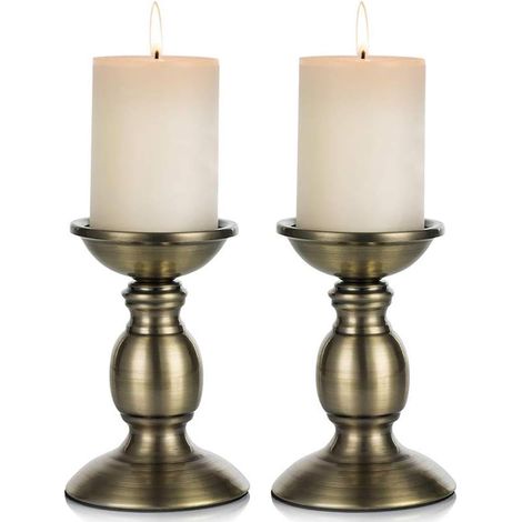 2 Pièces Bougeoir À Pilier pour Bougies 80mm Bougeoir De Fer en Forme De Colonne, Bougeoir De Décoration pour Table De Mariage/fête/Anniversaire,Accessoires pour Dîner Aux Chandelles (1/4)