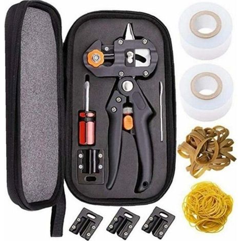 Outil de greffe professionnel, sécateur de jardin, kit de greffe pour arbres (sac en tissu noir + élastiques + membrane) (1/5)