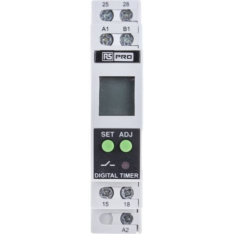 Relais temporisé RS PRO, 24 240V c.a. / V c.c., Rail DIN, 2 contacts ( Prix pour 1 ) (1/3)