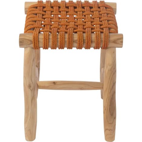 Tabouret en teck et assise tressée - LIPSI (1/5)