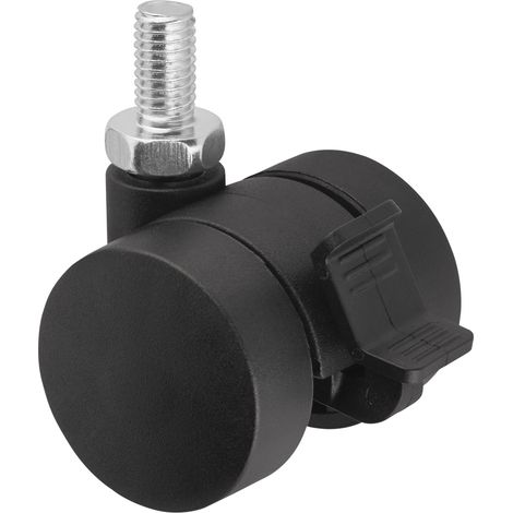 SO-TECH Möbelrolle AACHEN mit M8 x 15 mm Gewinde und Bremse (Ø 35 mm, 40 kg Traglast / Rolle, 360 Grad drehbar, schwarz) (1/5)