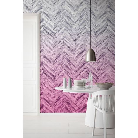 Papier peint panoramique romantique Herringbone Rose (1/4)