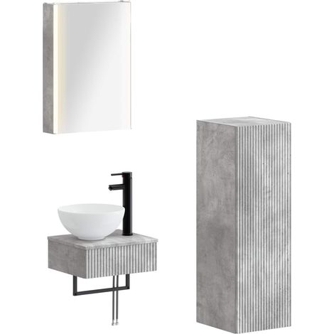 Bathroom Cabinet Set 4 pcs Concrete Grey 43 x 11.5 x 60.5 cm vidaXL (1/5)