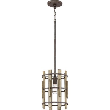 Lampada a sospensione plafoniera lampada a sospensione rustica elementi in legno acciaio D 22,9 cm (1/4)
