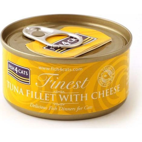 Fish4Cats - Filetti di tonno con formaggio - Cibo umido per gatti 70 g (1/2)