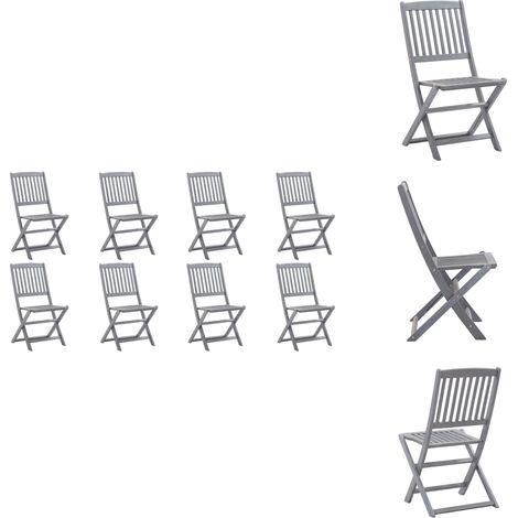 Chaises pliables d'extérieur lot de 8 Bois d'acacia solide - Chaise De Jardin - Mobilier De Jardin - Chaise Pliable - Acacia - Meuble Extérieur (1/5)