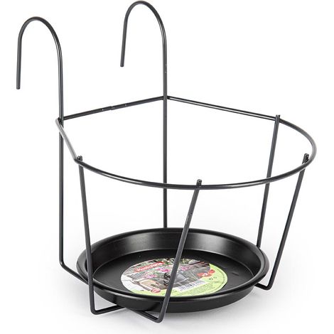 Soporte Metal para maceta con plato de pared 22 cm Negro