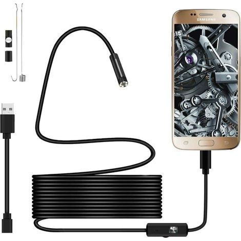 Rapanda – IP67 waterproof 720p USB endoscope camera – 2m semi-rigid cable with 6 adjustable LEDs – Android and PC compatible (1/5)
