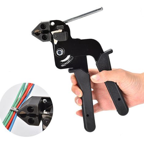 Pistolet d'attache de Câble en Acier Inoxydable, Pince pour Serre-Câbles en Acier Inoxydable avec Fonction de Coupe, Pistolet à Attache Métallique, Pistolet de Serrage Outil de Serrage