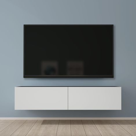 Mai & Mai Fernsehtisch Fernsehschrank TV Schrank Verdeckter Griff mit Soft-Close Lowboard Hängeschrank für Wohnzimmer in Matt Anthrazit + Matt Weiß BTH: 140x40,2x30 cm Fernsehschrank02