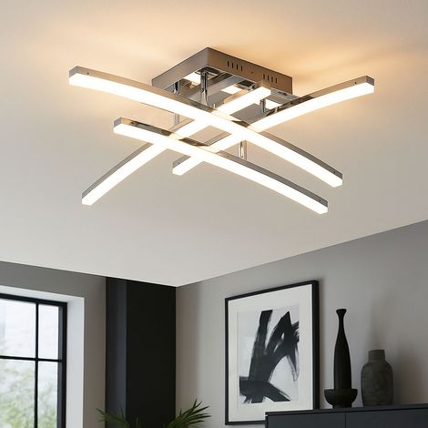 Lampada da soffitto a LED con aste mobili Lampada da soggiorno Plafoniera a bolle d'aria, cromo chiaro, 17,2W 2000lm bianco caldo, LxH 45 x 12,5 cm (1/5)