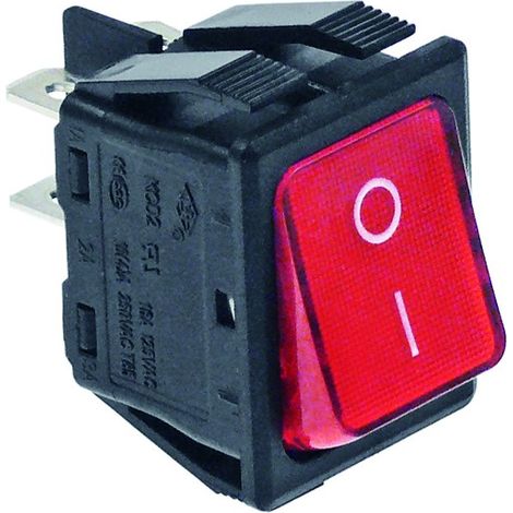 Interruptor basculante medida de montaje 30x22mm rojo 2NO 250V 16A iluminado 0-I