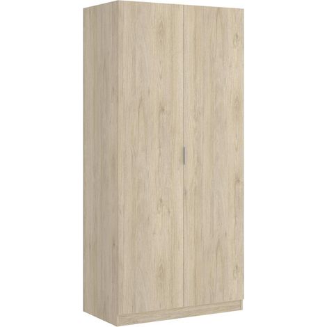 Armoire placard meuble de rangement coloris naturel - Longueur 81 x Hauteur 184 x Profondeur 52 cm -PEGANE- (1/5)
