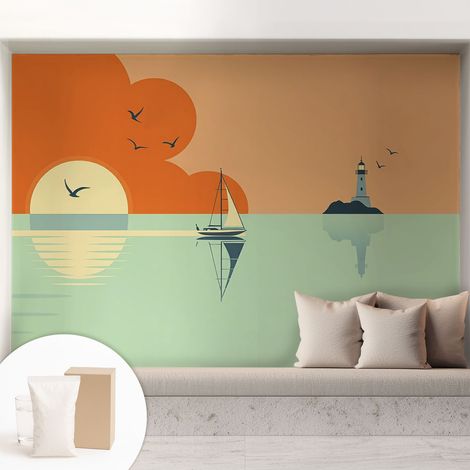 Papier peint intissé classique moderne pour salon et chambre à coucher Décoration rapide avec colle Enchantement marin 208x146 cm (1/5)