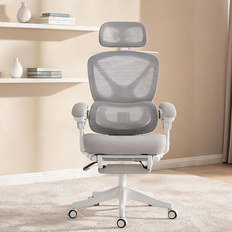 Chaise de bureau gris clair en maille polyester 71 x 70 x 129 cm (1/5)