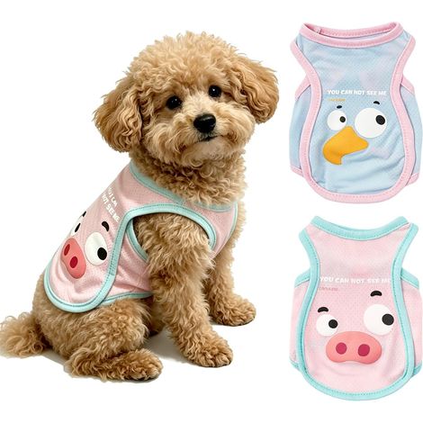Lot De 2 Gilet Rafraichissant Chien, été Respirante Glace Gilet Rafraichissant pour Chien en Maillage, Taille M (Poitrine 40cm/Dos 30cm) 2,5-3kg pour Activités Intérieur Extérieures Rose Bleu (1/5)