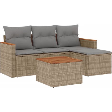 Maison Exclusive - Juego de sofás jardín con cojines beige mezcla (1/5)