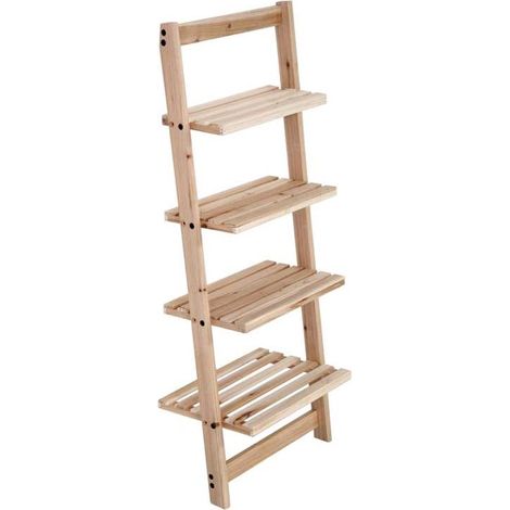 SCAFFALE DA PARETE INCLINATO CON 4 RIPIANI 42 X 26 X 100 CM COLORE NATURALE