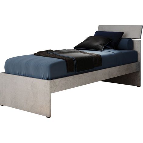 Letto singolo in legno colore cemento (1/2)