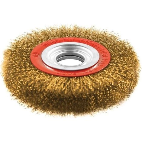 Spazzola Per Mola Da Banco Setole In Acciaio Ottonato Disco Molatrice 150Mm Con Vari Adattatori Albero e Varie Misure Spazzolone Smerigliatrice Da Banco