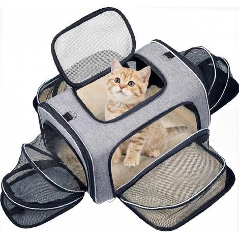 Sac de transport extensible pour animaux de compagnie - Cage de voyage pliable pour chiens et chats, respirant et confortable (1/5)