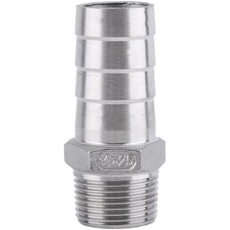 Raccord de tuyau, adaptateur, raccord fileté mâle en acier inoxydable SS304, raccord BSP, tuyau cannelé, connecteurs de pièces (3/4'' x 25 mm) (1/4)