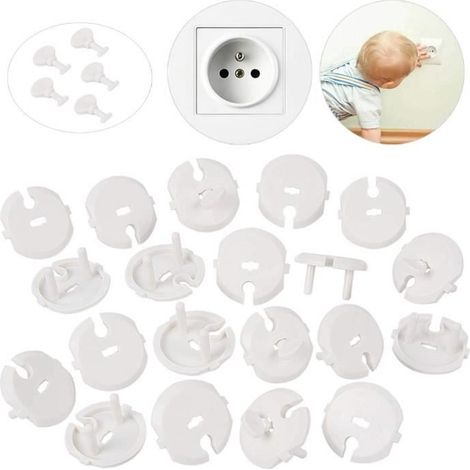 30pcs (25 caches + 5 clés) Caches Prises pour enfant Sécurité de Courant avec Caches Prises à mécanisme tournant (1/4)