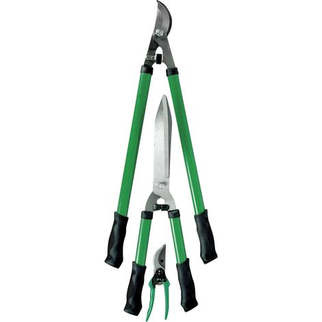 Sécateurs et ciseaux de jardinage - Lot de 3 sécateurs à branches, 1 x Cisaille à branche 60cm, 1 x Cisaille à haie 53cm et 1 sécateur 20cm (1/2)