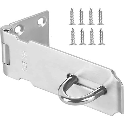 Fermoir pour Cadenas en Acier Inoxydable Loquet de Porte 304 Moraillon Porte Cadenas de Sécurité Fermoir Porte-Cadenas Brossé Finition avec Vis pour Portes Armoire Tiroir Placard, Argent (1/5)