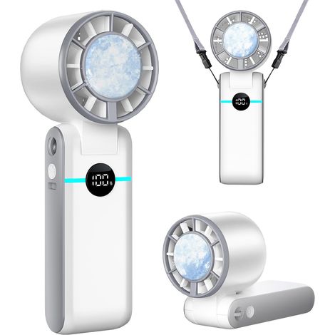 Ventilateur Portable Rechargeable 5000mAh, Surface Glacée pour Rafraîchir la Peau, 13H d’Autonomie, Mini Ventilateur USB, 5 Vitesses Pliable, Ventilateur Poche pour Voyage, Extérieur, Bureau (1/5)