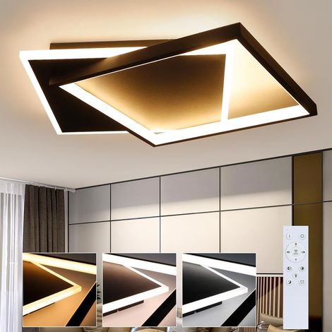 GBLY Deckenlampe LED Deckenleuchte Wohnzimmer: 44W Wohnzimmerlampe Schwarz Schlafzimmerlampe dimmbar mit Fernbedienung Modern Design Küchenlampe Deckenbeleuchtung aus Metall für Esszimmer Büro