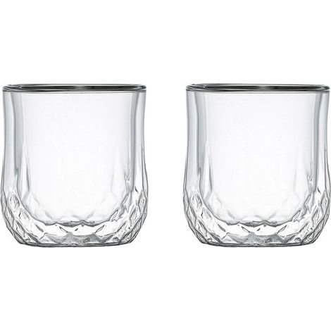 Lot de 2 Verres à Whisky Double Paroi en Verre Transparent - 8,2 x 8,2 x 9,5 cm - PANGIVO (1/4)